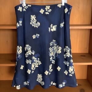 Vintage Y2K Jessica Navy Floral Midi Skirt Bias Cut Size 14 | Chiffon Overlay